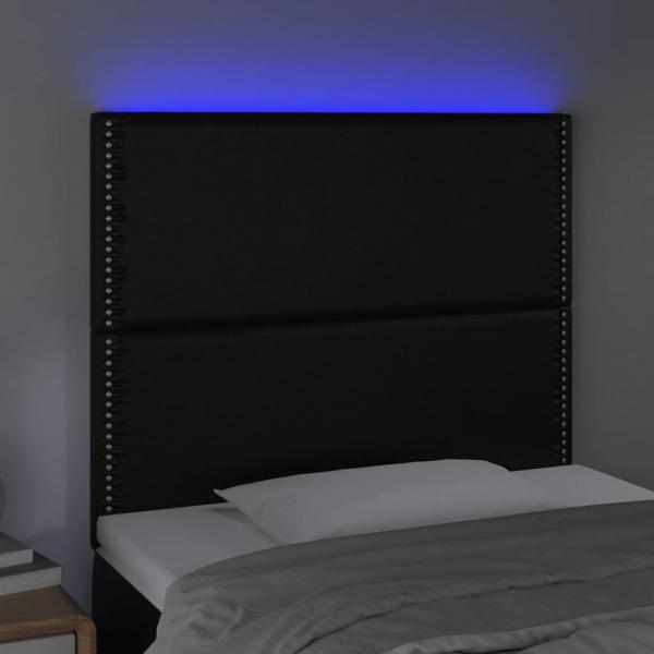 LED Kopfteil Schwarz 90x5x118/128 cm Kunstleder 