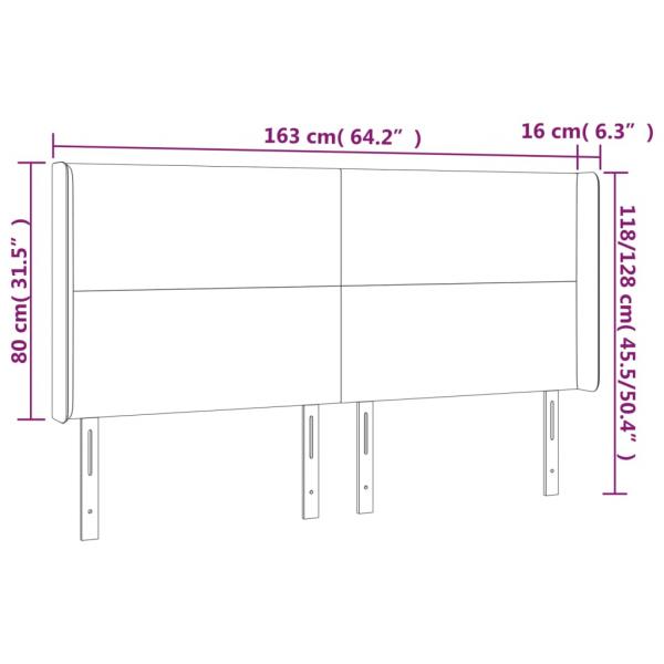 LED Kopfteil Weiß 163x16x118/128 cm Kunstleder