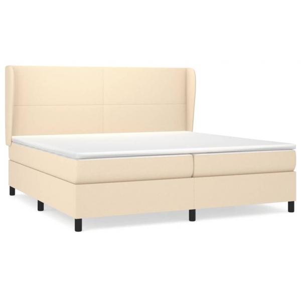 Boxspringbett mit Matratze Creme 200x200 cm Stoff