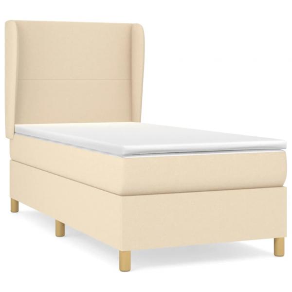 Boxspringbett mit Matratze Creme 100x200 cm Stoff