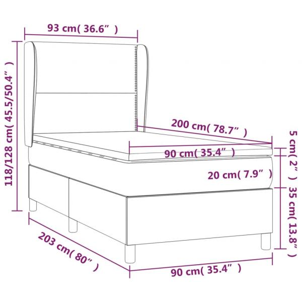 Boxspringbett mit Matratze Rosa 90x200 cm Samt