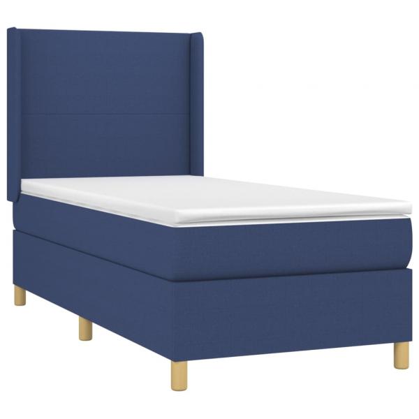 Boxspringbett mit Matratze Blau 80x200 cm Stoff