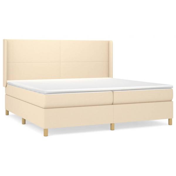 Boxspringbett mit Matratze Creme 200x200 cm Stoff