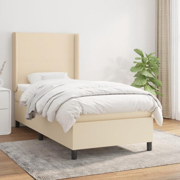 ARDEBO.de - Boxspringbett mit Matratze Creme 100x200 cm Stoff