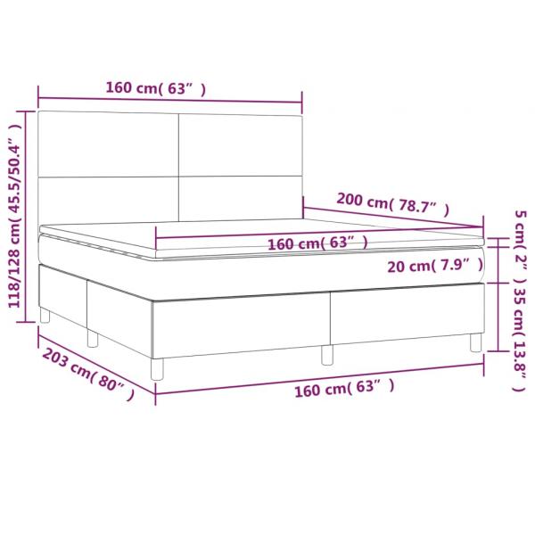 Boxspringbett mit Matratze & LED Blau 160x200 cm Stoff