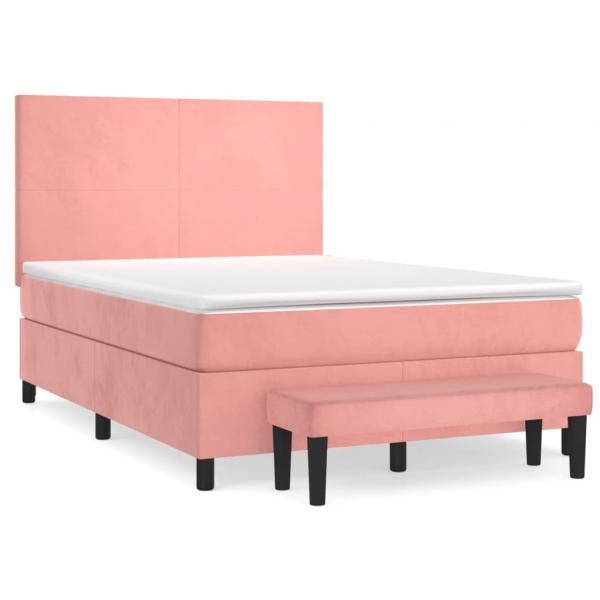 Boxspringbett mit Matratze Rosa 140x190 cm Samt