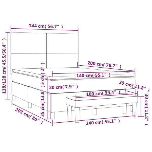 Boxspringbett mit Matratze Rosa 140x200 cm Samt