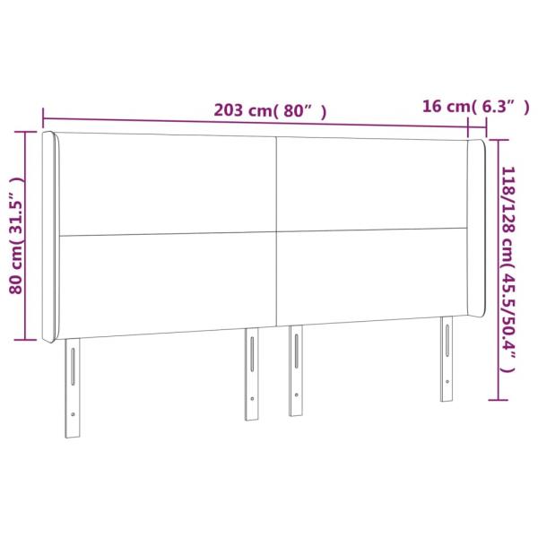 LED Kopfteil Blau 203x16x118/128 cm Stoff