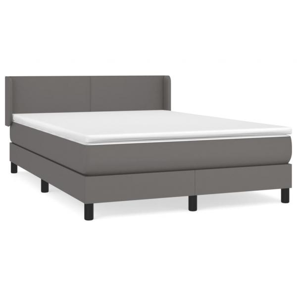 Boxspringbett mit Matratze Grau 140x190 cm Kunstleder