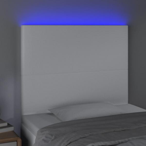 LED Kopfteil Weiß 80x5x118/128 cm Kunstleder