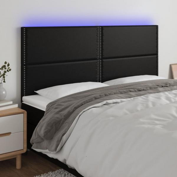 ARDEBO.de - LED Kopfteil Schwarz 180x5x118/128 cm Kunstleder