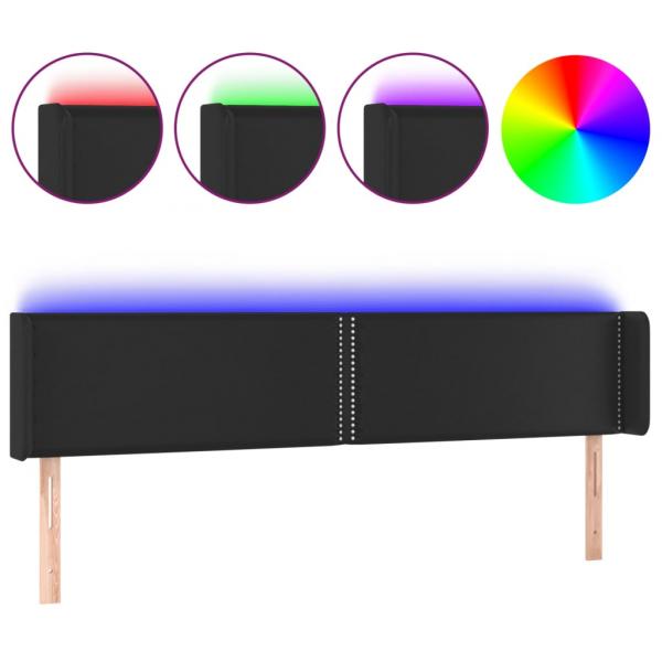 LED Kopfteil Schwarz 163x16x78/88 cm Kunstleder