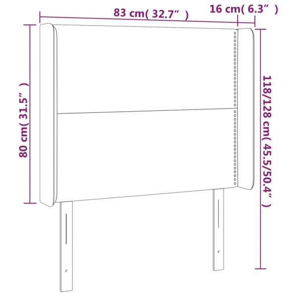 LED Kopfteil Grau 83x16x118/128 cm Kunstleder