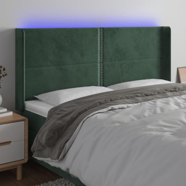 ARDEBO.de - LED Kopfteil Dunkelgrün 183x16x118/128 cm Samt