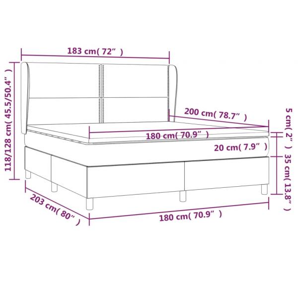 Boxspringbett mit Matratze Grau 180x200 cm Kunstleder