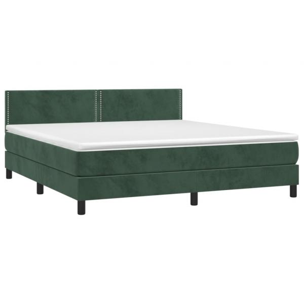 Boxspringbett mit Matratze & LED Dunkelgrün 180x200 cm Samt