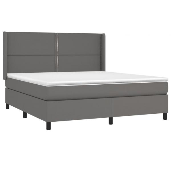 Boxspringbett mit Matratze Grau 160x200 cm Kunstleder