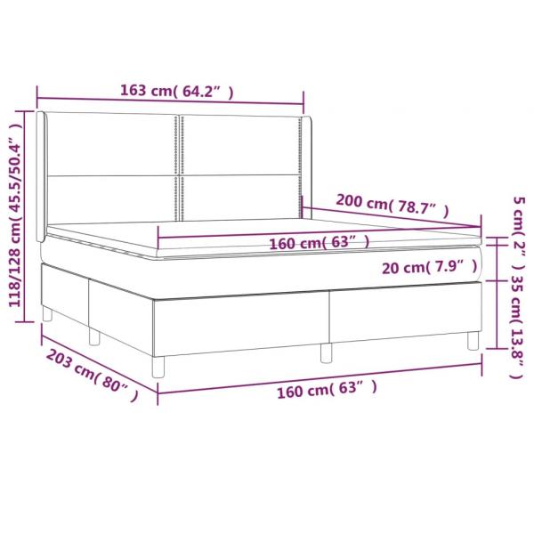 Boxspringbett mit Matratze Grau 160x200 cm Kunstleder