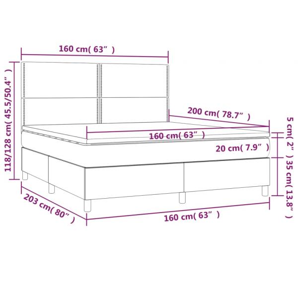 Boxspringbett mit Matratze & LED Grau 160x200 cm Kunstleder