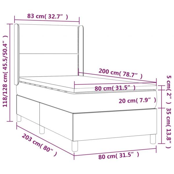 Boxspringbett mit Matratze & LED Schwarz 80x200 cm Kunstleder