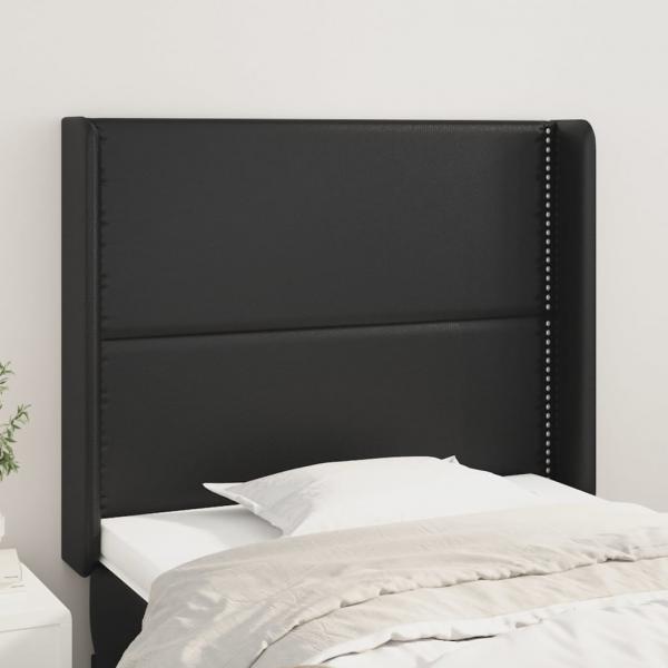 ARDEBO.de - Kopfteil mit Ohren Schwarz 83x16x118/128 cm Kunstleder