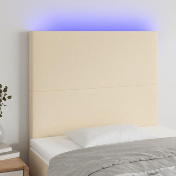 ARDEBO.de - LED Kopfteil Creme 80x5x118/128 cm Stoff