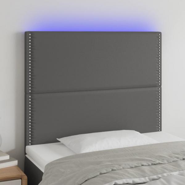 ARDEBO.de - LED Kopfteil Grau 80x5x118/128 cm Kunstleder