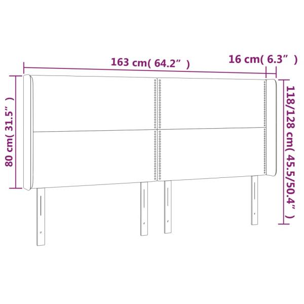 LED Kopfteil Schwarz 163x16x118/128 cm Kunstleder