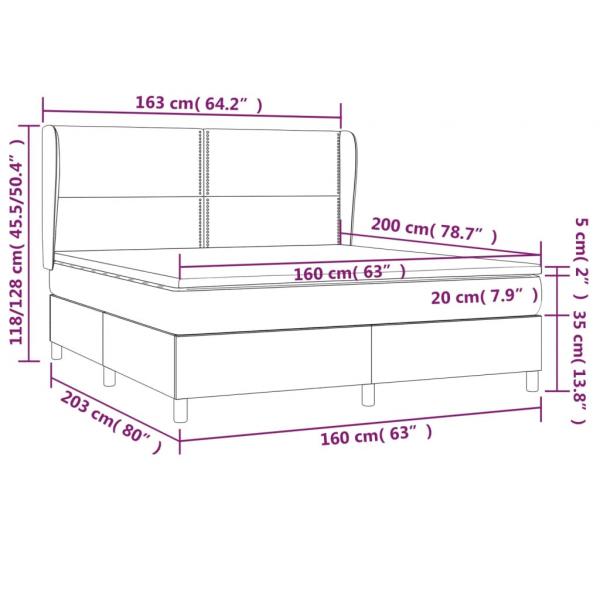 Boxspringbett mit Matratze Grau 160x200 cm Kunstleder