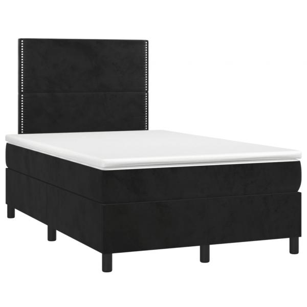 Boxspringbett mit Matratze & LED Schwarz 120x200 cm Samt