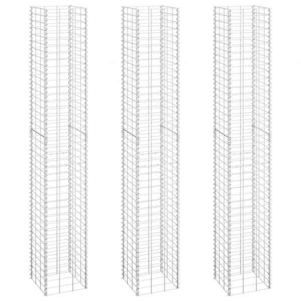 Gabionen-Hochbeete 3 Stk. 30x30x200 cm Eisen