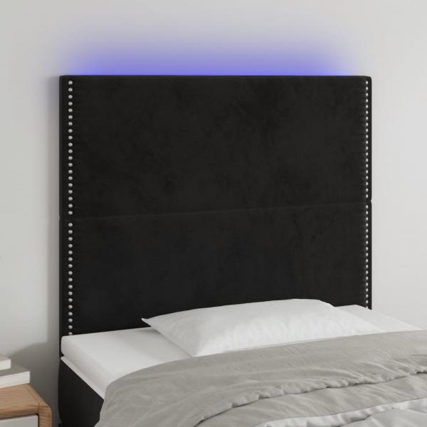 ARDEBO.de - LED Kopfteil Schwarz 100x5x118/128 cm Samt