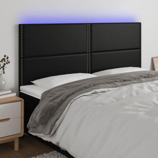 ARDEBO.de - LED Kopfteil Schwarz 160x5x118/128 cm Kunstleder