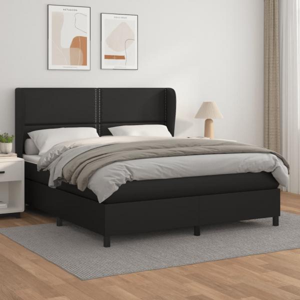 ARDEBO.de - Boxspringbett mit Matratze Schwarz 160x200 cm Kunstleder