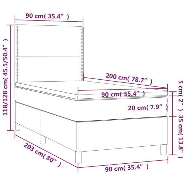 Boxspringbett mit Matratze & LED Dunkelblau 90x200 cm Samt