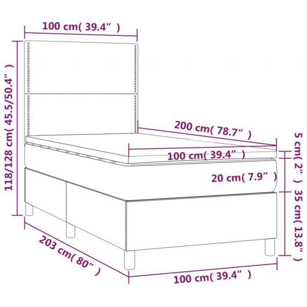 Boxspringbett mit Matratze & LED Dunkelblau 100x200 cm Samt