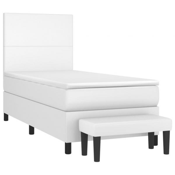 Boxspringbett mit Matratze Weiß 80x200 cm Kunstleder