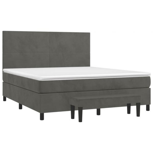 Boxspringbett mit Matratze Dunkelgrau 160x200 cm Samt