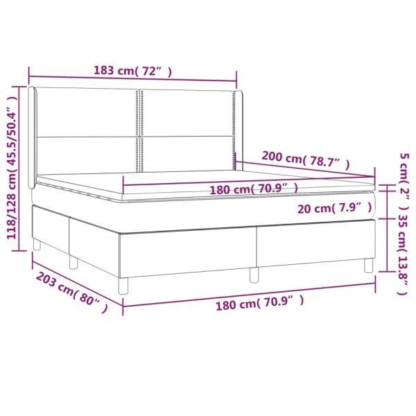 Boxspringbett mit Matratze & LED Dunkelgrün 180x200 cm Samt