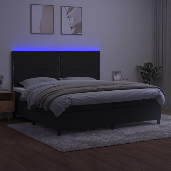 Boxspringbett mit Matratze & LED Schwarz 200x200 cm Samt