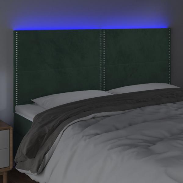 LED Kopfteil Dunkelgrün 180x5x118/128 cm Samt