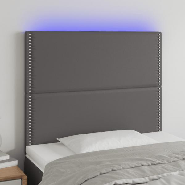 ARDEBO.de - LED Kopfteil Grau 90x5x118/128 cm Kunstleder