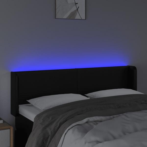 LED Kopfteil Schwarz 147x16x78/88 cm Kunstleder