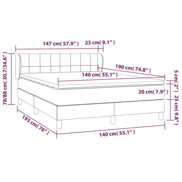 Boxspringbett mit Matratze Hellgrau 140x190 cm Stoff