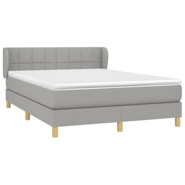 Boxspringbett mit Matratze Hellgrau 140x200 cm Stoff