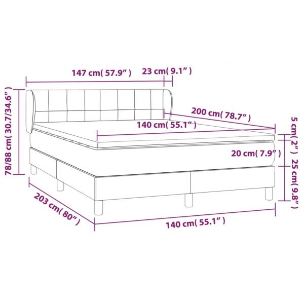 Boxspringbett mit Matratze Hellgrau 140x200 cm Stoff