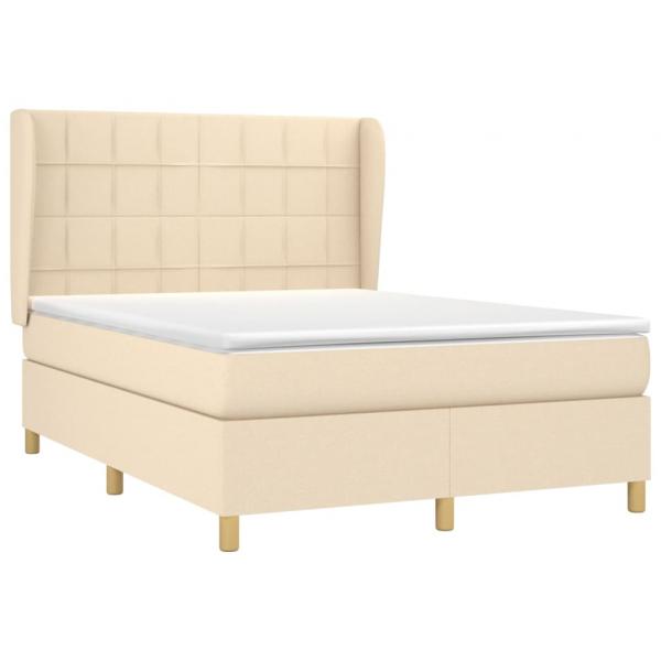 Boxspringbett mit Matratze Creme 140x200 cm Stoff