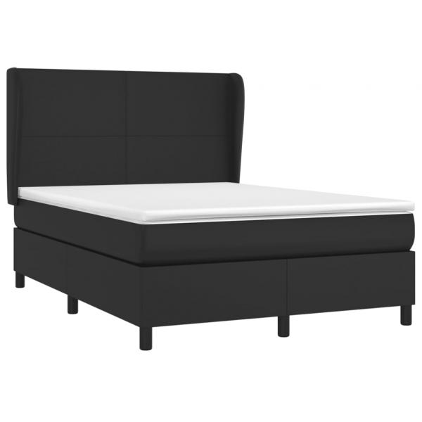 Boxspringbett mit Matratze Schwarz 140x190 cm Kunstleder