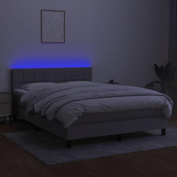 Boxspringbett mit Matratze & LED Hellgrau 140x200 cm Stoff