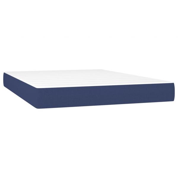 Boxspringbett mit Matratze & LED Blau 140x190 cm Stoff